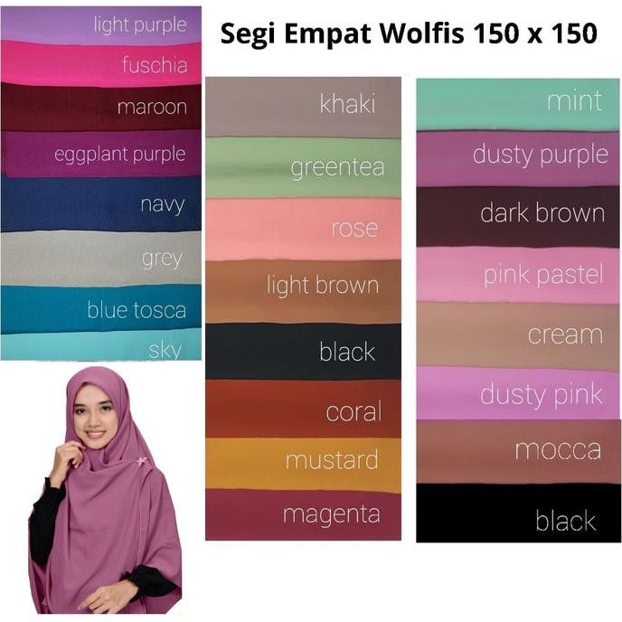 MILENIA FASHION SEGI EMPAT SYARI JUMBO WOLFIS 150 X 150 CM JILBAB WOLPEACE GRADE A