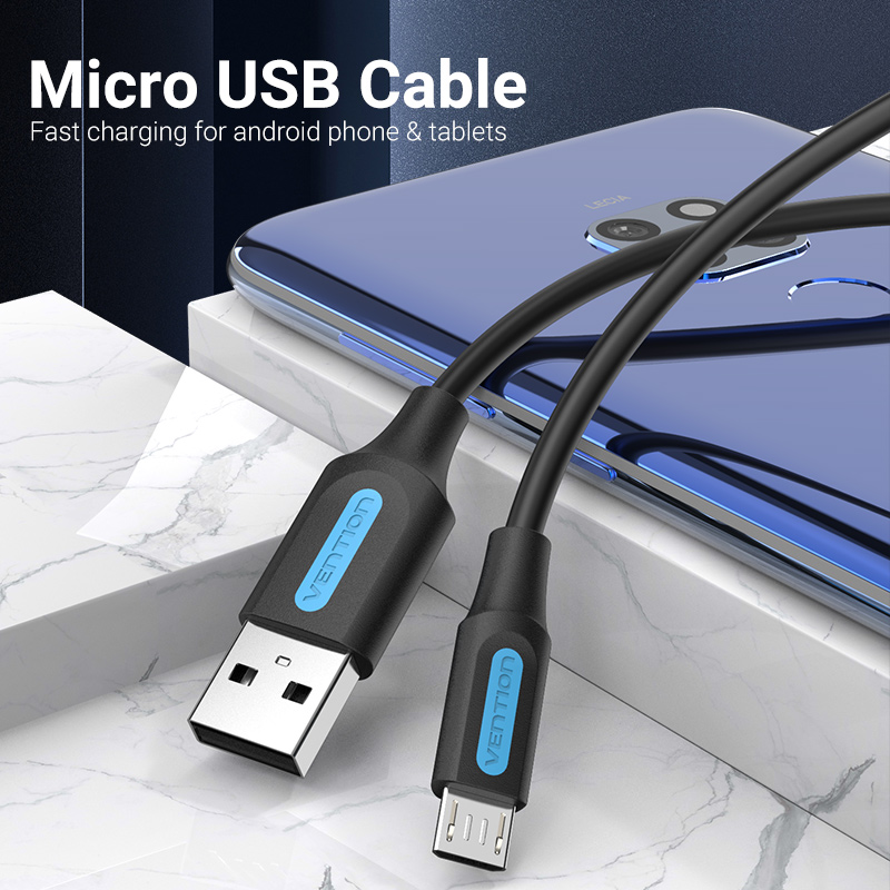 Vention Kabel Data / Charger Micro Usb 2.0 3a Fast Charging Untuk Smartphone / Tablet Android