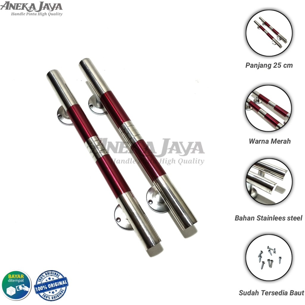 Satu set handle pintu rumah 25 cm murah minimalis tarikan pintu pull stainless gagang pintu Merah