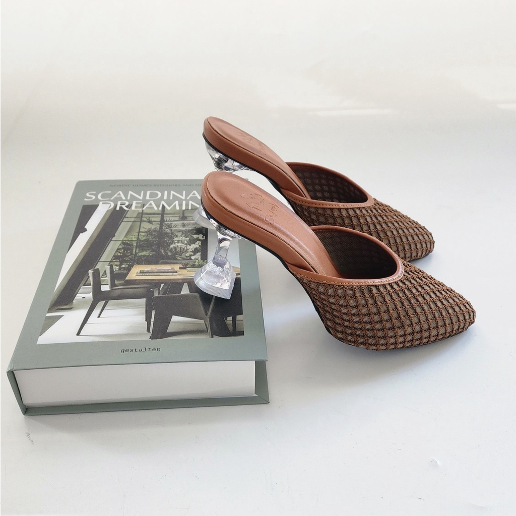 SELOOVE VELVET Heels Kaca / sepatu heels wanita import / heels 7cm / sepatu heels kaca