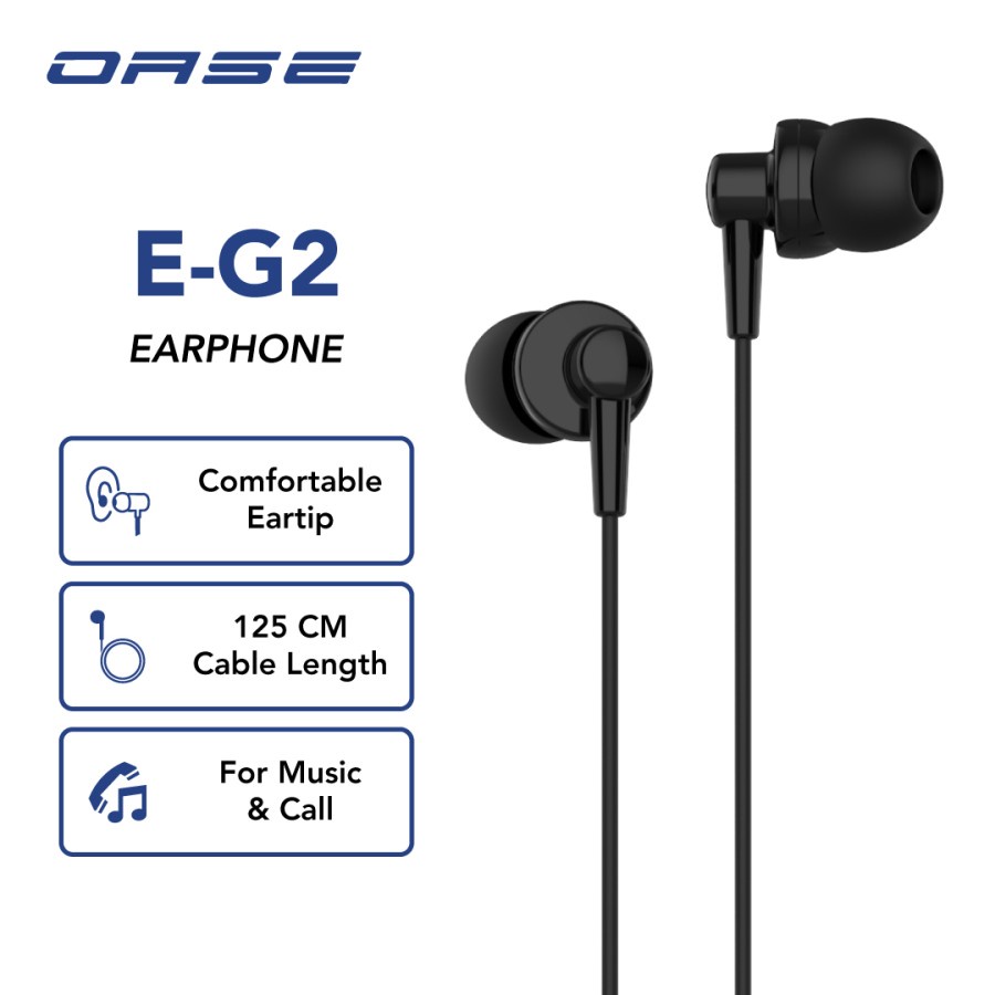 OASE Wired Earphone Headset In Ear HD Audio Headphone Handsfree E-G2