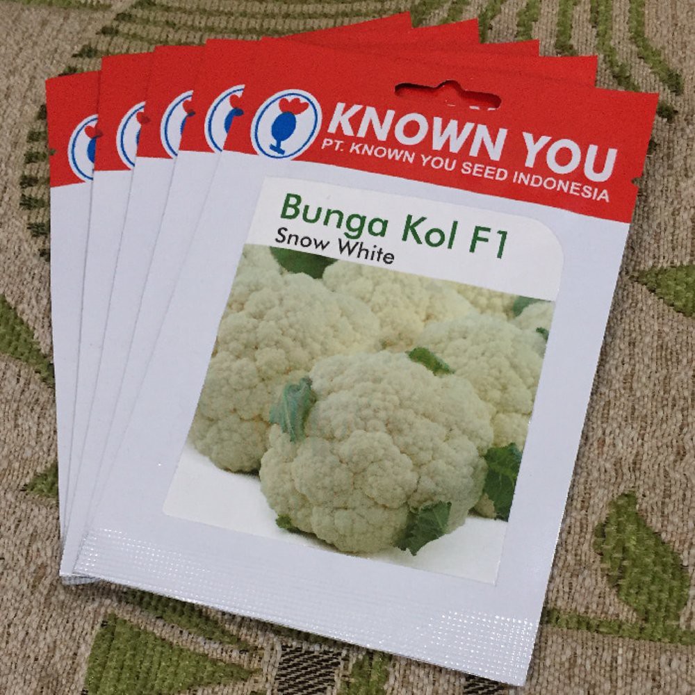 Benih Bibit Bunga Kembang Kol SNOW WHITE Known You Seed kemasan