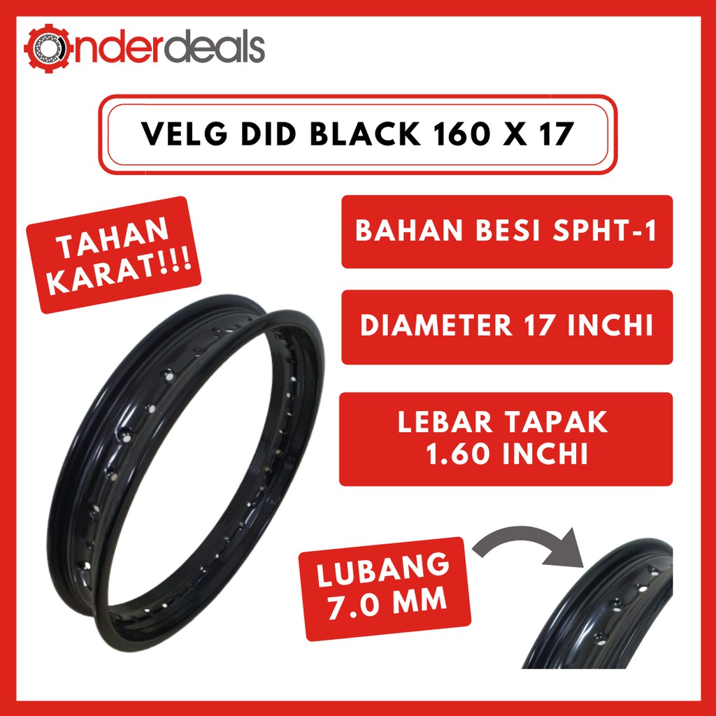  Velg  Motor  DID Ring 17 Lebar 160 Hitam Asli  160 x 17 