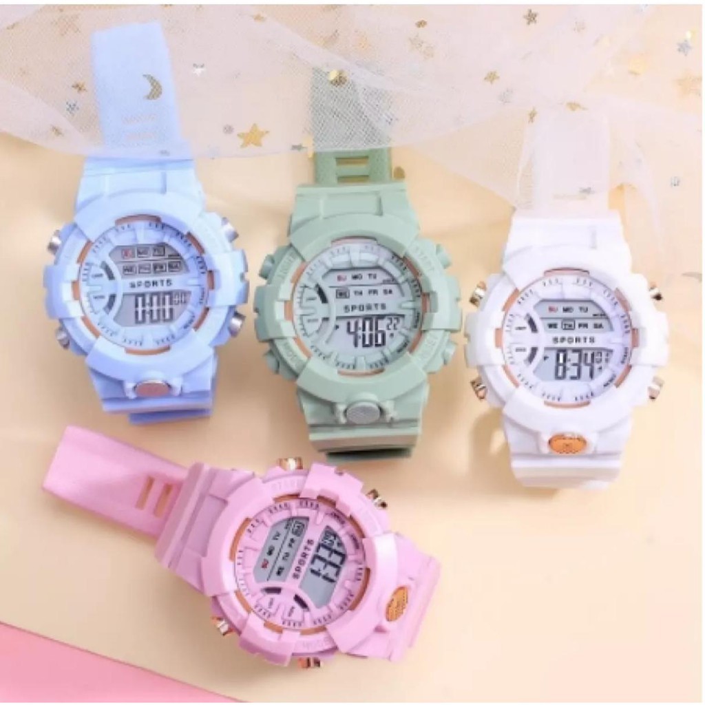 ✅COD [BBS] JAM TANGAN PRIA WANITA DIGITAL RUBBER SPORT BULAT LED GROSIR MURAH COUPLE ANAK REMAJA IMPOR