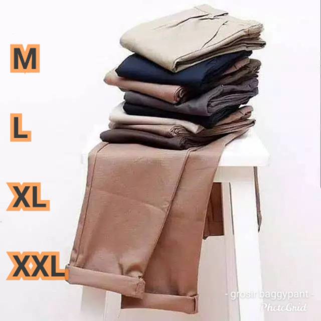 (1kg muat 4) baggy pants american drill latte beige marun