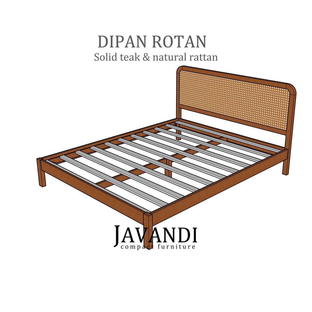 JAVANDI Tempat Tidur Rotan2 Sandaran Minimalis Dipan Lantai Minimalis Divan Lesehan kayu Jati Dipan 