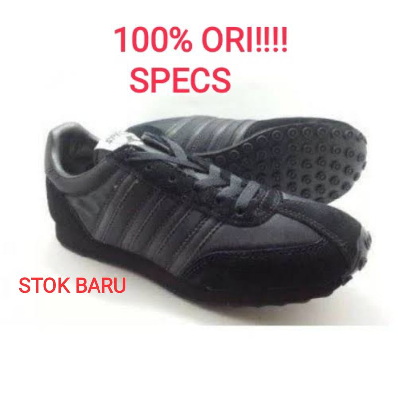 100%ORI Sepatu sekolah SPECS 104 hitam polos anak anak laki laki/perempuan
