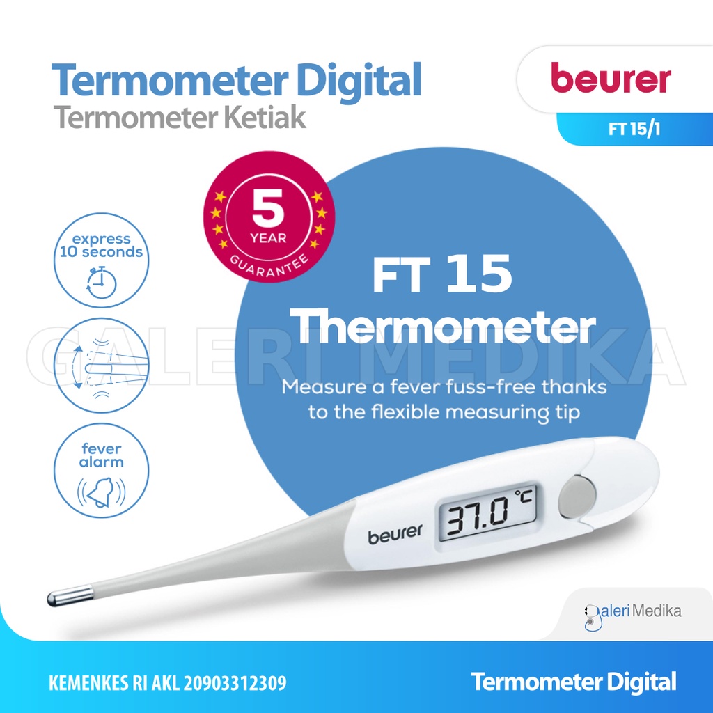 Termometer Digital Beurer FT 15 / FT-15 / FT15 - Termometer Bayi Anak dan Dewasa Keluar Hasil Dalam 10 Detik