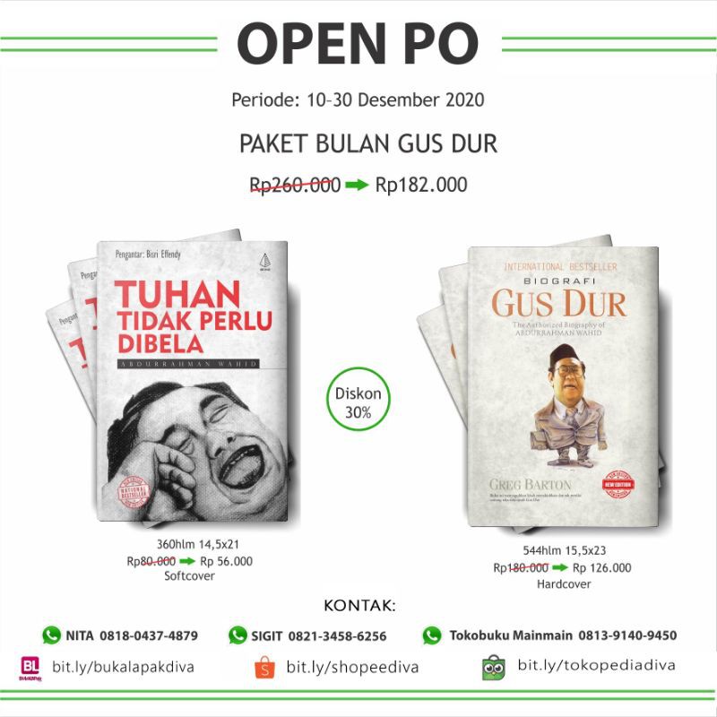 Buku Paket Biografi Gus Dur Tuhan Tidak Perlu Dibela Shopee Indonesia