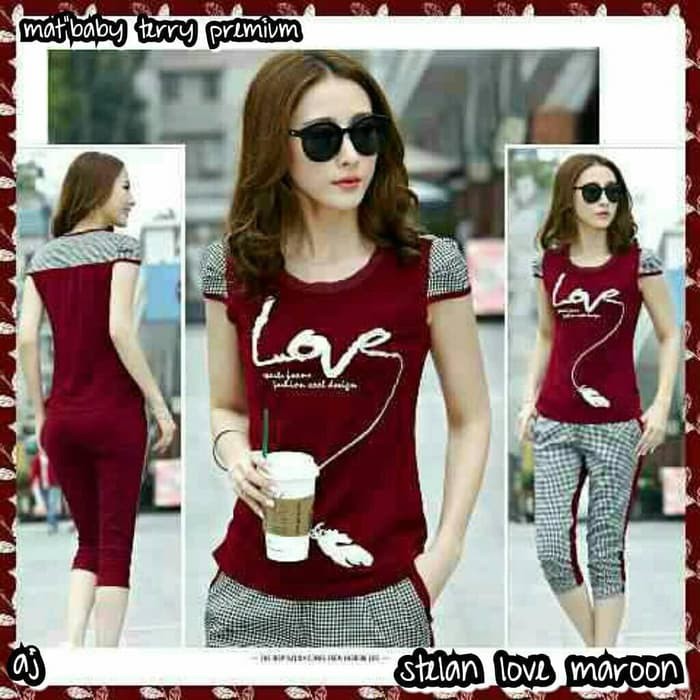 GI-483 Baju Atasan T-Shirt Wanita/ STELAN LOVE/ Atasan Terlaris &amp-