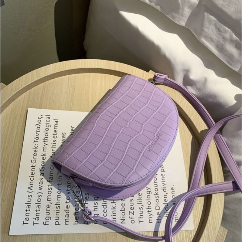 Medan Termurah Slingbag import Tas lilac korea import croco Tas selempang wanita oval