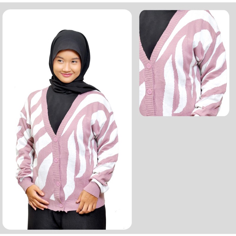 TokoMilkan - Cardigan rajut PREMIUM ZEBRA CARDY Rajut Komputer Wanita