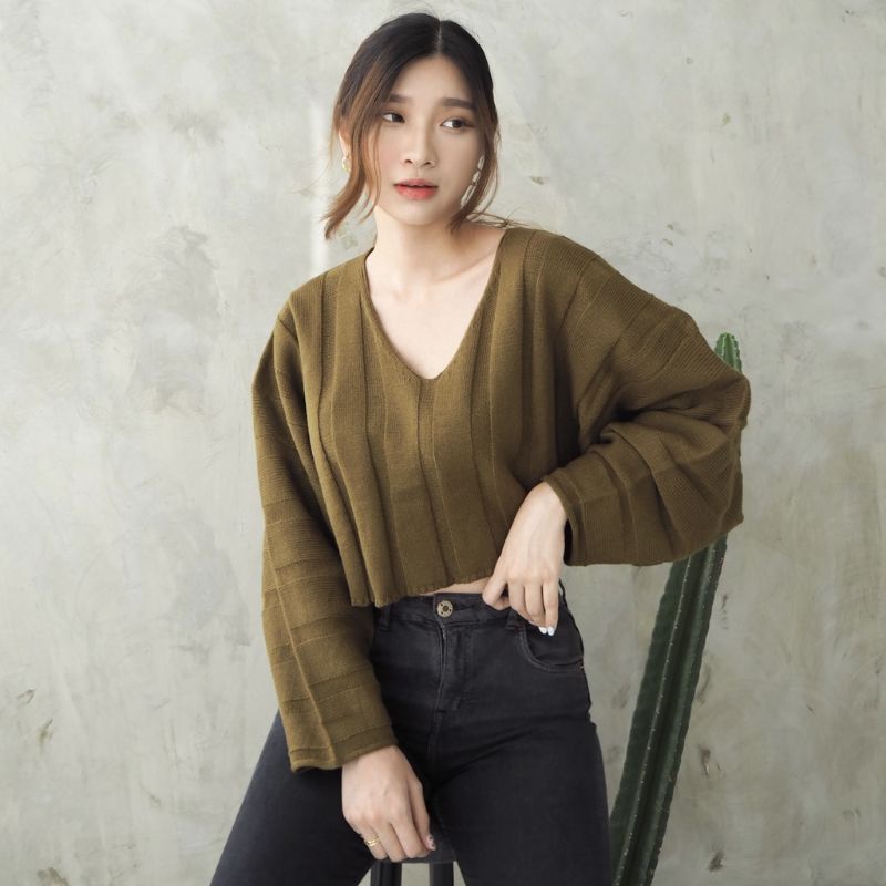 FX SHOP SADIE SWEATER PREMIUM / Crop Sweater Premium / Crop Sweater / Oversize Sweater / Sweater Wanita