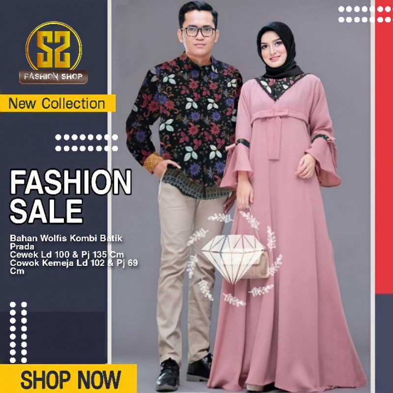 Baju Couple Pasangan Suami Istri / Couple Lebaran Pesta / Couple Keluarga / Gamis Kemeja Pria / Sari