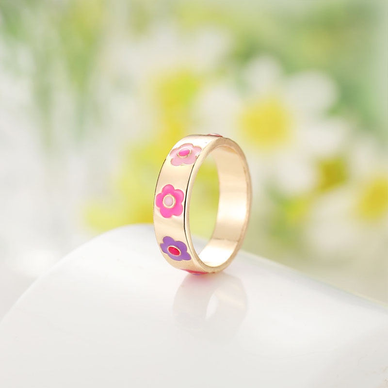 Fashion Sederhana Macarons Bohemian Kartun Cincin Cinta Smiley Bunga Bintang Seri Cincin Pasangan - olo