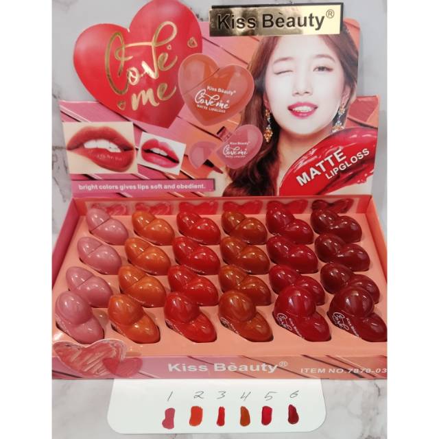 PROMO BESAR H/PERBOX]LIPP GLOSS KISS BEAUTY LOVE ME BENTUK HATI NO.7870/70080-03