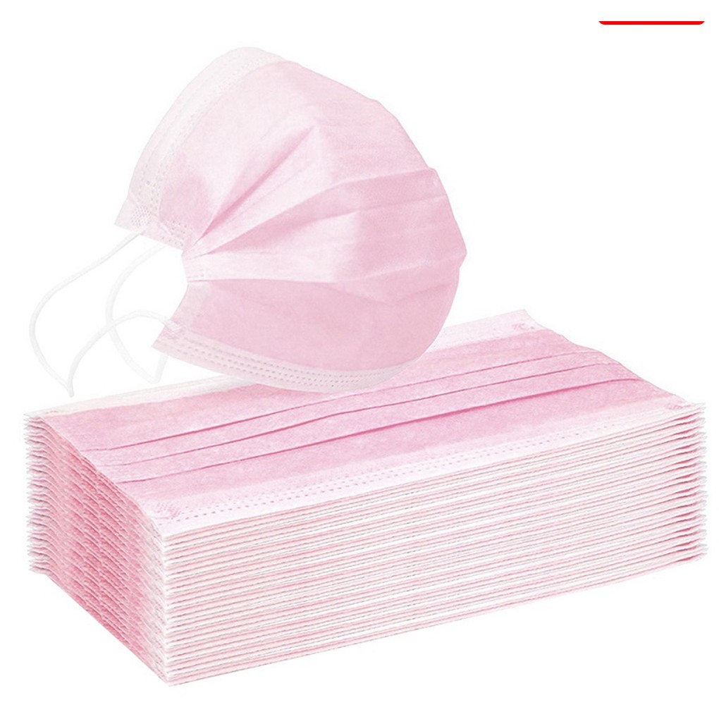 MASKER EARLOOP 3PLY WARNA PINK | MASKER 3 PLY PAKAI BOX ISI 50PCS - PINK