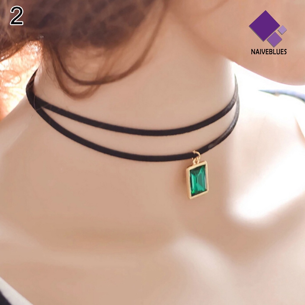 Kalung Choker Model Double Layer Bahan Velvet Warna Hitam Untuk Pesta