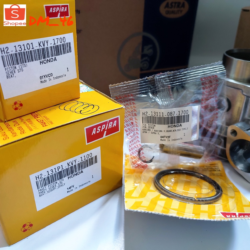 PAKET BORING BLOK  SEHER BLOK CYLINDER PLUS PISTON KIT KVY BEAT KARBU 2008-2012 BEAT LAMA SCOOPY SPACY