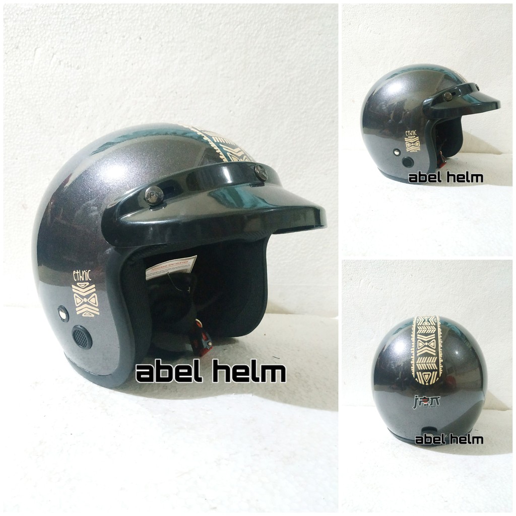 helm bogo retro JPN monza silver glossy motif relief with pet topi helm