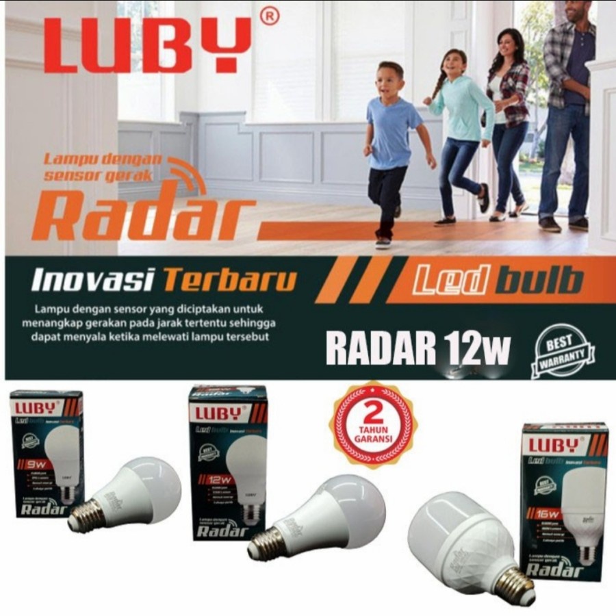 LUBY LAMPU RADAR LED 12 WATT CAHAYA PUTIH SENSOR GERAK OTOMATIS 12W