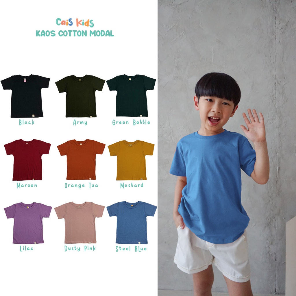 Premium Kaos Polos anak baju tee tshirt basic perempuan laki-laki 1 2 3 4 5 6 10 5 tahun bahan kaos cotton modal bamboo anti alergi adem dingin