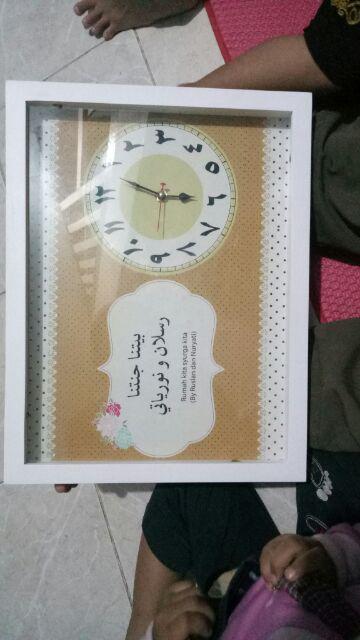 Hiasan Jam Dinding Custom Frame Kaca Scrapbook Design Bisa Pilih Uk 30x40