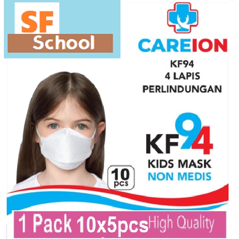 MASKER ANAK KF94 CAREION KOREA 4PLY MASKER KF 94 ANAK CAREION ISI 50 Pcs - AYO SEKOLAH