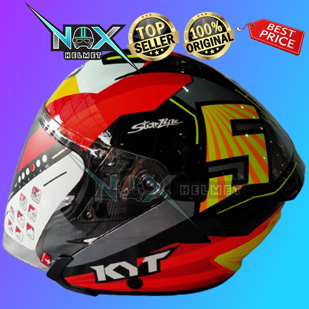 Helm KYT NFJ Flux (Jaume Masia Replica 2019) Halfface (Ongkir 3Kg)