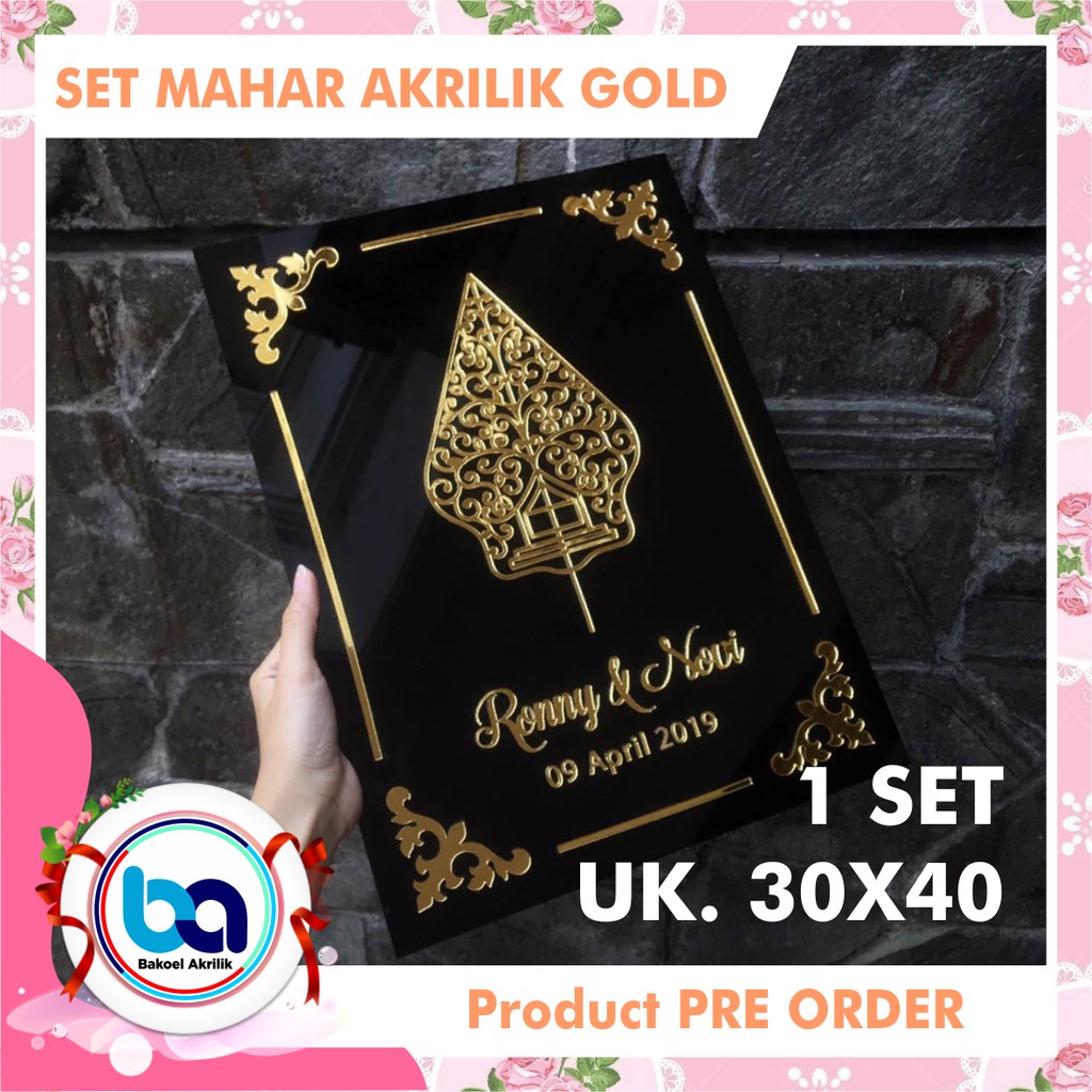 hiasan mahar  emas 30x40 satu set mirror gold Shopee 