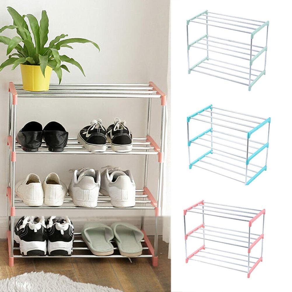3 Layers 4layers Stackable Shoe Rack Storage Shelf Home Entryway Shoes Organizer Shopee Indonesia
