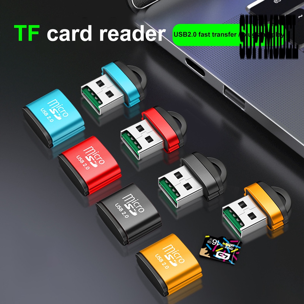 &lt; Suppmodel Card Reader USB TF Portable Bahan Aluminum Alloy Dengan Gantungan Kunci