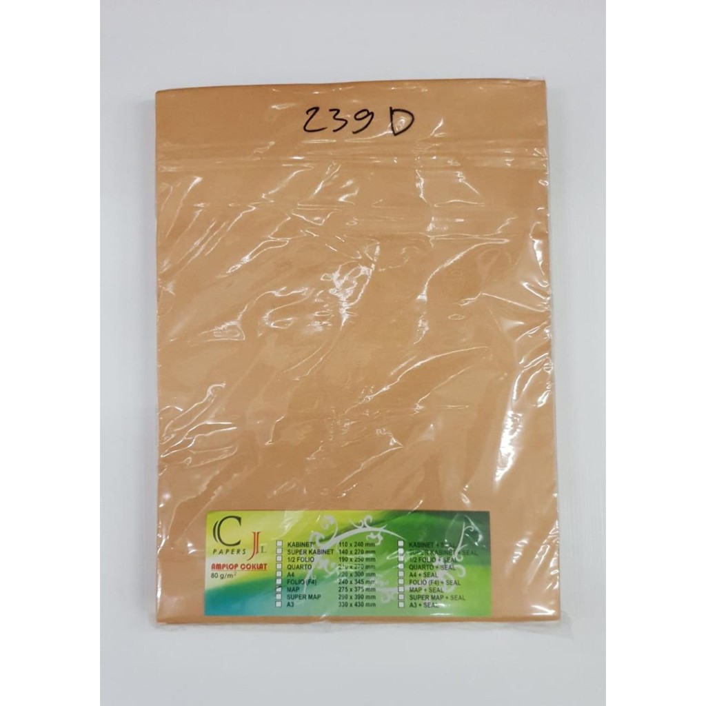 

AMPLOP COKLAT C J MAP (100pcs) TANPA LEM