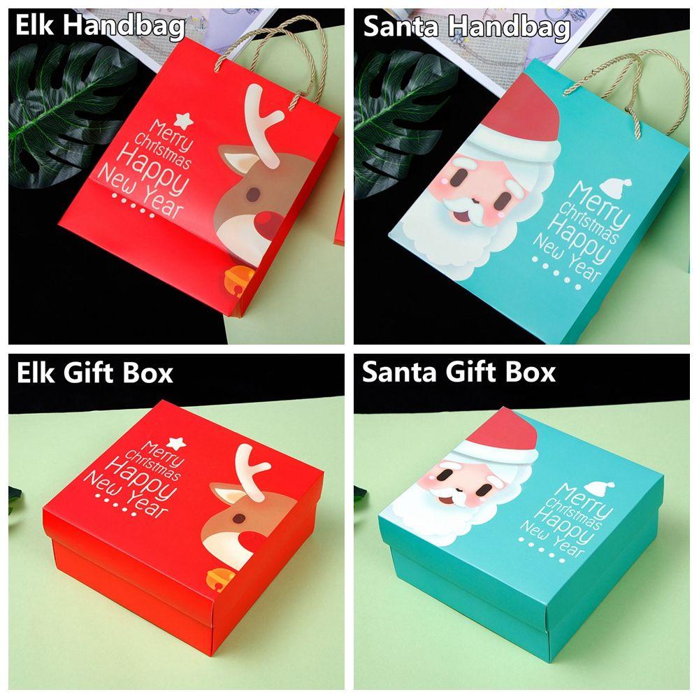 Solighter Xmas Handbags New Year Holiday Dekorasi Natal Santa Claus Elk Pattern Pembungkus Kado