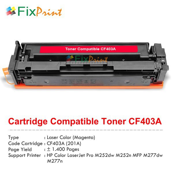 Cartridge Toner Compatible HP CF403A 201A Magenta Printer HP Color LaserJet Pro M252dw M252n MFP