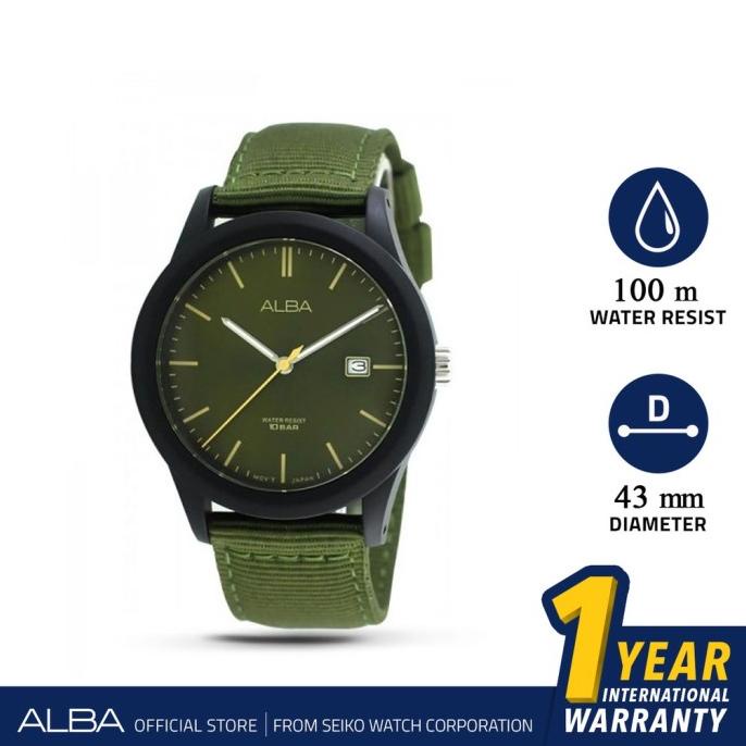Jam Tangan Pria Alba Automatic Green Nylon Strap AS9K57 Original