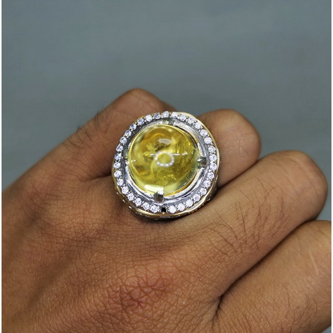 Batu Cincin Permata Kuning Bensin Kinyang Air Asli Alam