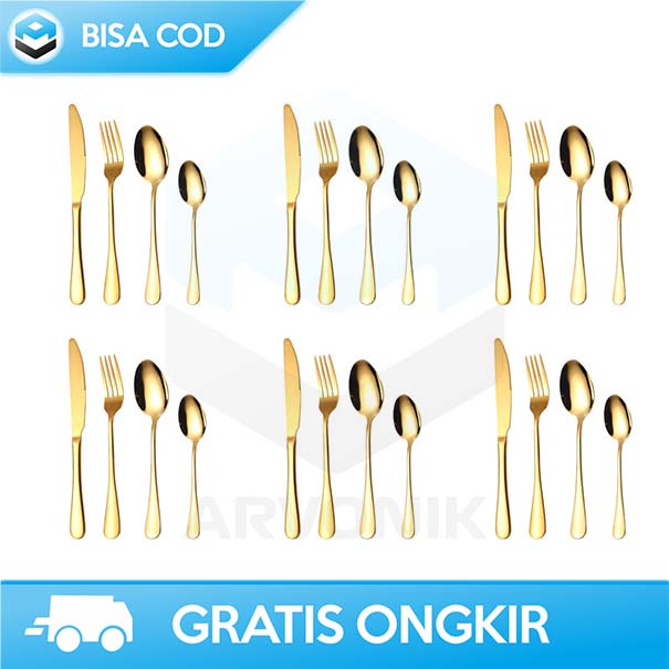 PERALATAN MAKAN TAFFHOME TW824 SET GARPU PISAU SENDOK 24 PCS STAINLESS