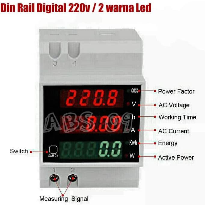 Multimeter voltmeter volt watt kwh meter listrik pln AC 220v din rail