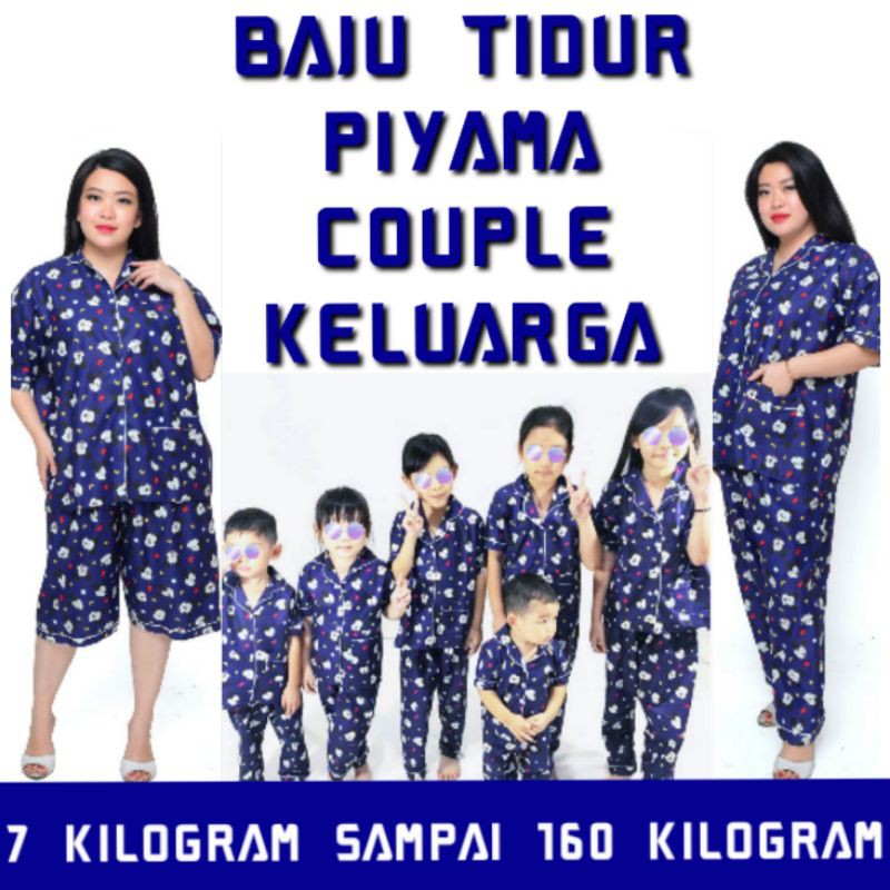 BAJU TIDUR ANAK / PIYAMA COUPLE / PIAMA PASANGAN ANAK DAN IBU SETELAN CELANA PENDEK DAN PANJANG