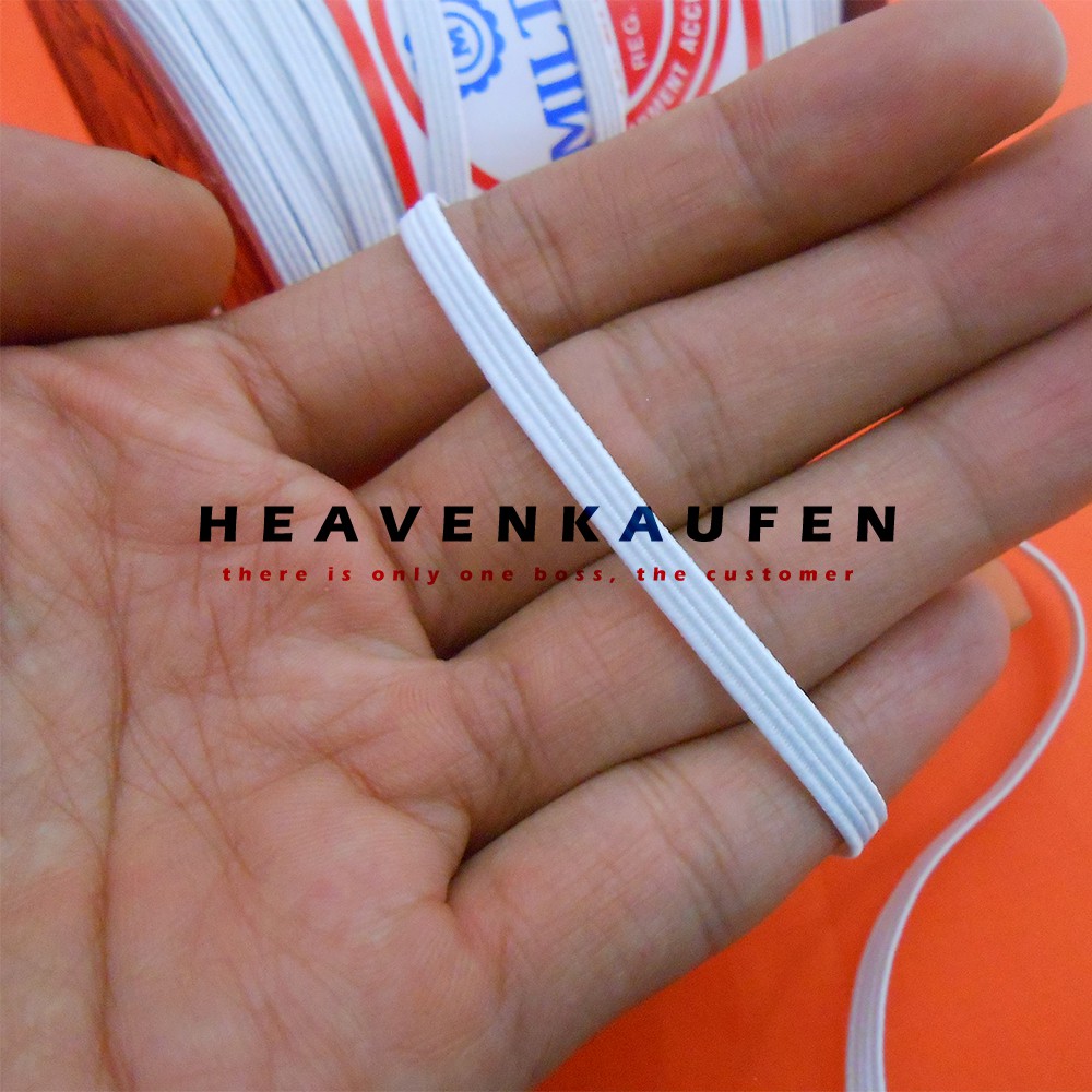 Karet Elastis C4 Putih Lebar 4 mm Meteran Murah (Elastic)