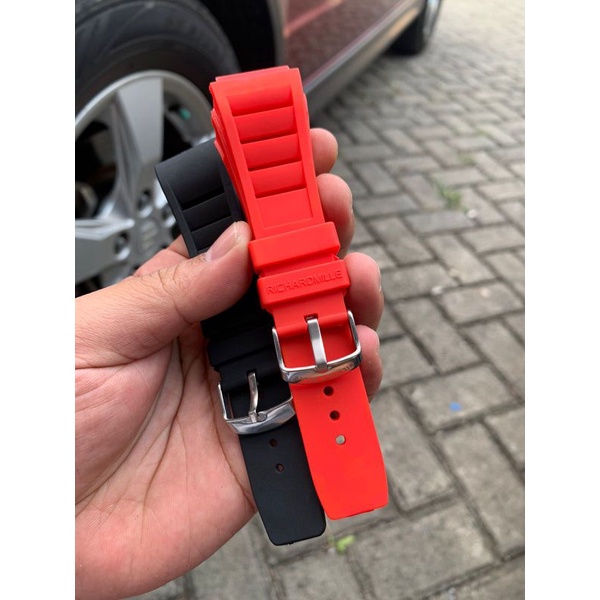 Strap Tali jam tangan Richardmille hitam merah ready