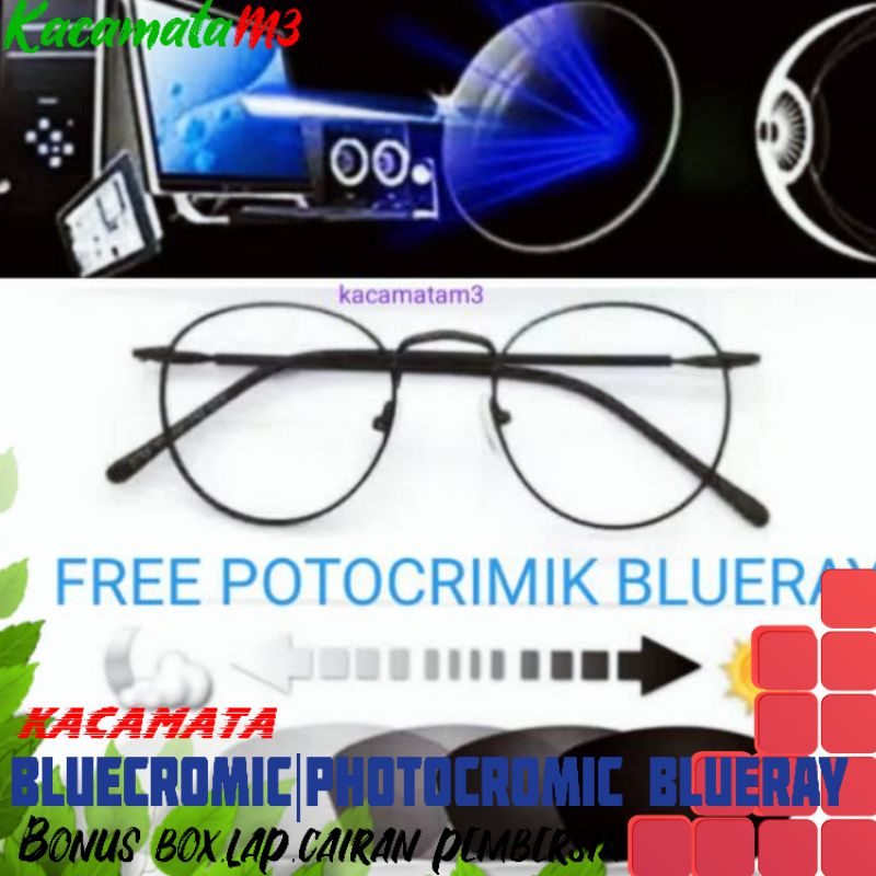 kacamata lensa bluecromic atau photocromic blueray bisa normal minus plus cilinder tergantung permintaan sampai minus 5 cyl 2 harga masih sama tulis saja pesanan kaka di catatan saat order free box lap cairan pembersih kode 9765 size 46-22-142