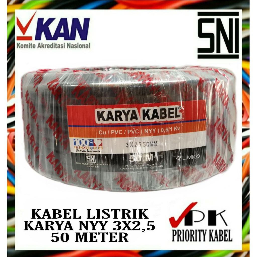 Kabel Listrik Kawat KARYA NYY 3x2,5 3x2.5 50meter (50m)