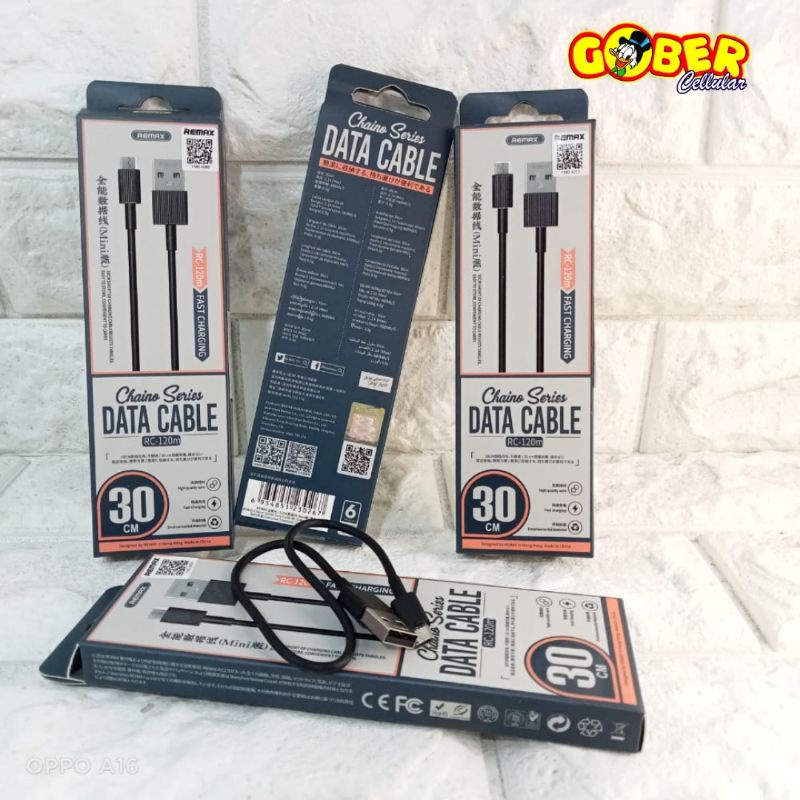 Kabel Data Mini Pendek 30cm Micro USB REMAX CAINO Mini Rc-120m Fast Charger