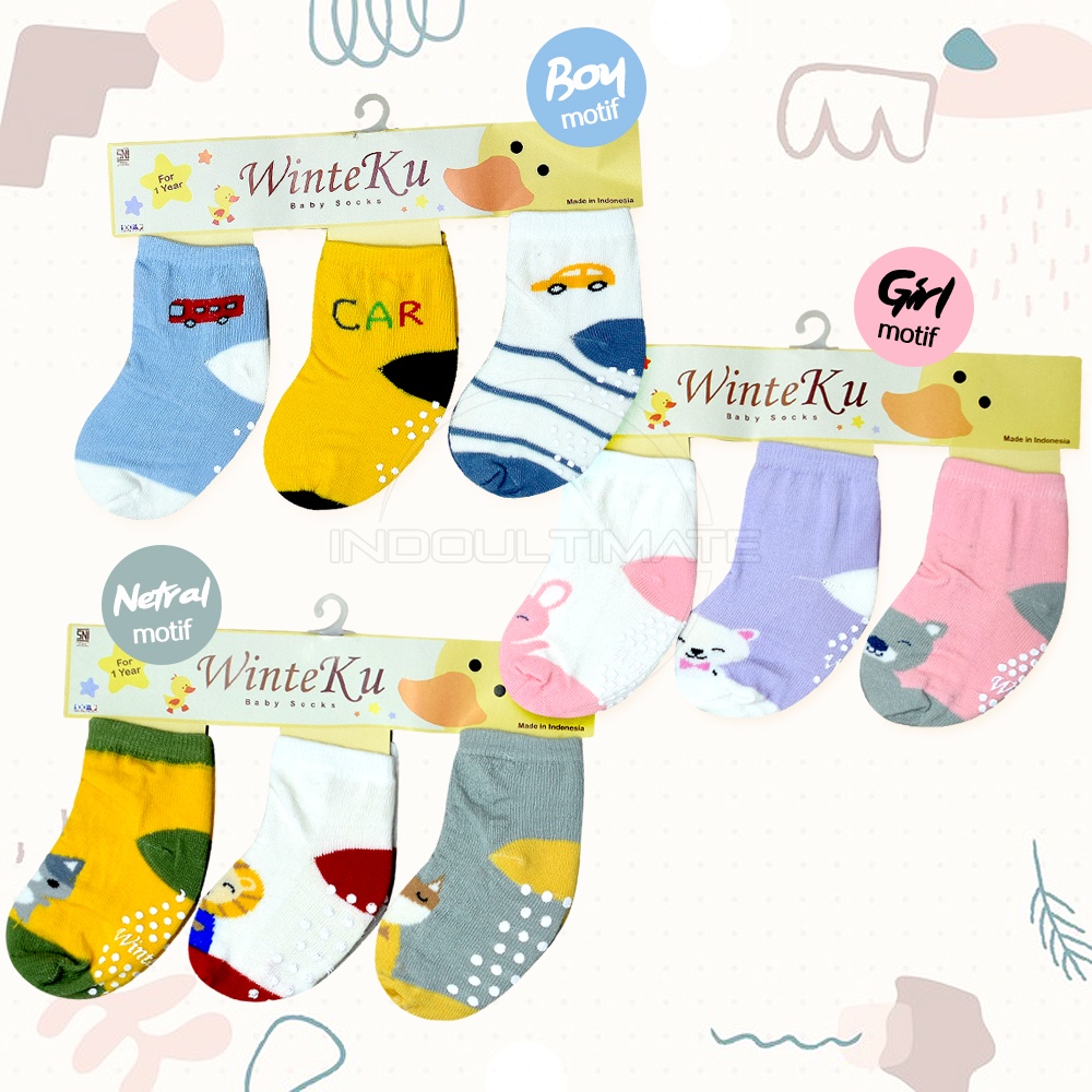 3in1 Kaos Kaki Bayi Newborn 6-12 Bulan ANTI SLIP Kaos Kaki Bayi Kaos Kaki Motif Kaos Kaki Karakter Baby Sock Sarung kaki Bayi Perempuan Laki-Laki Pelindung Kaki Bayi Penghangat kaki bayi Aksesoris Pakaian Bayi Aksesoris Sepatu bayi BY-5305-FC