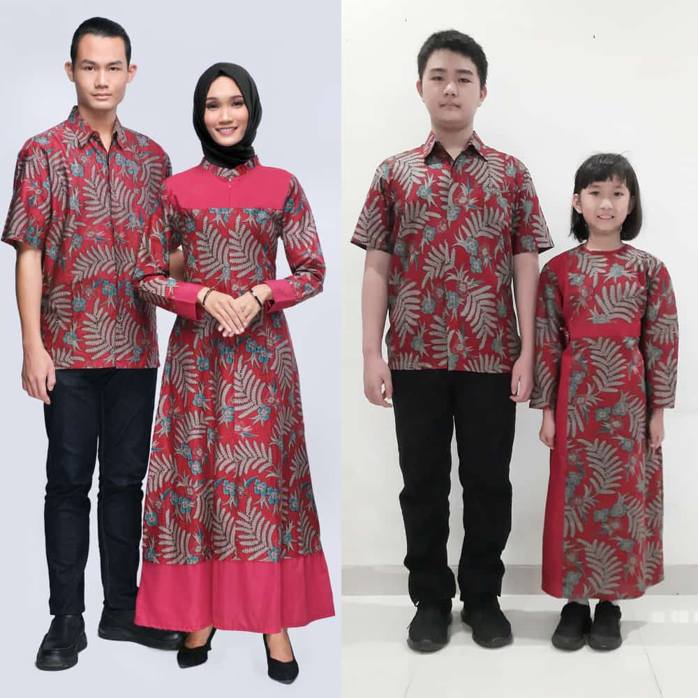 ATHIRA MERAH BATIK COUPLE KELUARGA PASANGAN MODERN JUMBO PREMIUM SARIMBIT AYAH IBU ANAK DRESS GAMIS