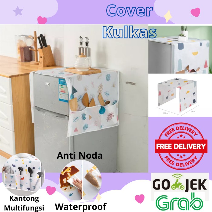 Cover Penutup Kulkas - Sarung Taplak Alas Kulkas Anti Air Waterproof Bahan PEVA