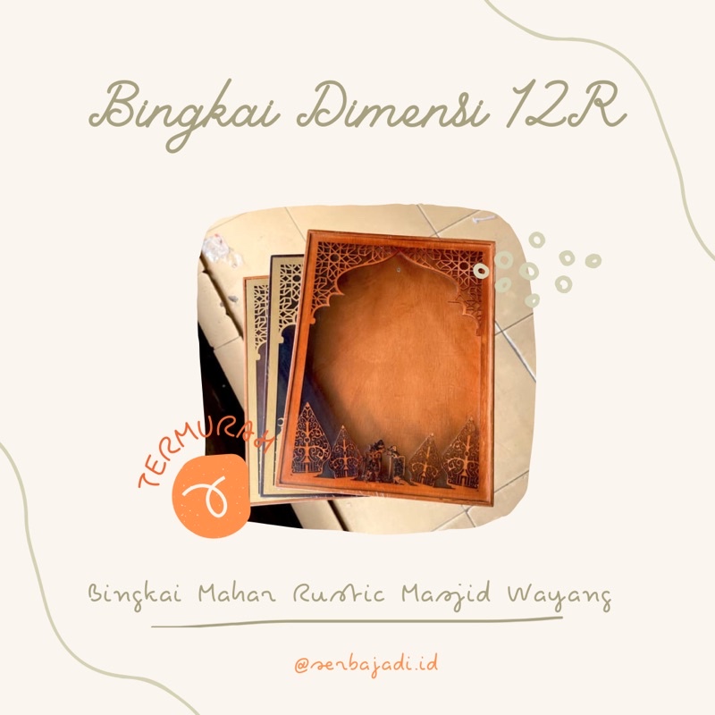 Bingkai Mahar Rustic 30x40cm/12R Masjid Wayang / Bingkai Mahar / Bingkai Dimensi