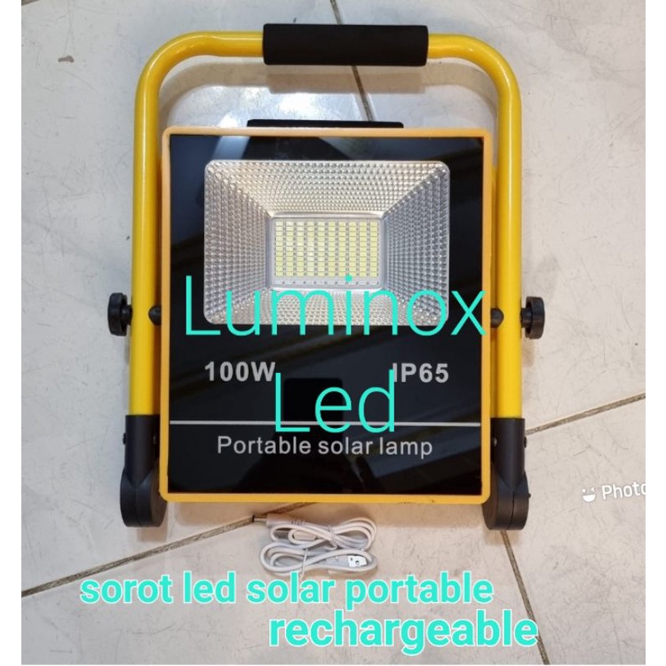 lampu sorot solar light emergency 100watt 100w / floodlight portable 100 watt bisa blitz